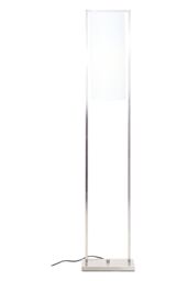Orsina Satin Nickel Silver Floor Lamp, Minimalist Metal Floor Lamp With White Fabric Shade, Standing Lamp