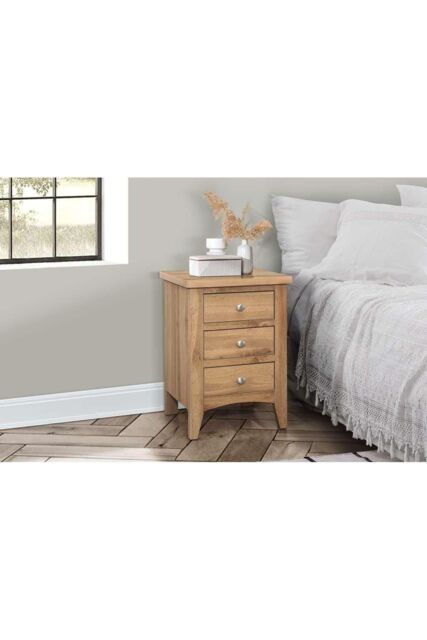 Hampstead 3 Drawer Bedside Oak - image 1