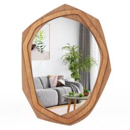 Costway Irregular Framed Decoration Wall Mirror Makeup Vanity Mirror W/Expansion Screws in Natural