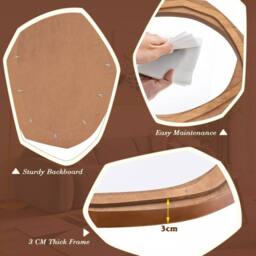 Costway Irregular Framed Decoration Wall Mirror Makeup Vanity Mirror W/Expansion Screws in Natural - thumbnail 6