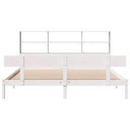 Berkfield Home Bookcase Bed Frame Wax Brown 135x190cm Double Solid Wood Pine in White - Size: Super King - thumbnail 4