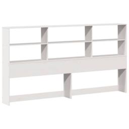 Berkfield Home Bookcase Bed Frame Wax Brown 135x190cm Double Solid Wood Pine in White - Size: Super King - thumbnail 6