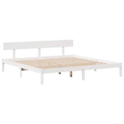 Berkfield Home Bookcase Bed Frame Wax Brown 135x190cm Double Solid Wood Pine in White - Size: Super King - thumbnail 5