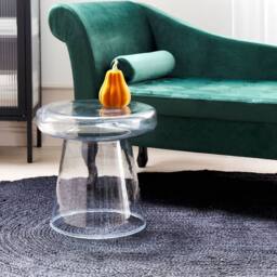 Wyld and Coco Transparent Glass Side Table 39 cm - Tinted Lacquered Finish in Clear