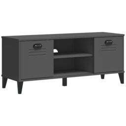 Berkfield Home Shoe Bench VIKEN Anthracite Grey 106x35x45 cm Engineered Wood in Black - Size: 106 x 35 x 45 cm - thumbnail 2