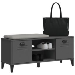 Berkfield Home Shoe Bench VIKEN Anthracite Grey 106x35x45 cm Engineered Wood in Black - Size: 106 x 35 x 45 cm - thumbnail 4