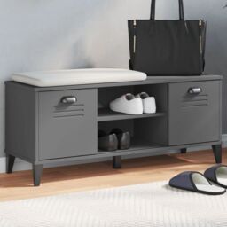 Berkfield Home Shoe Bench VIKEN Anthracite Grey 106x35x45 cm Engineered Wood in Black - Size: 106 x 35 x 45 cm - thumbnail 1