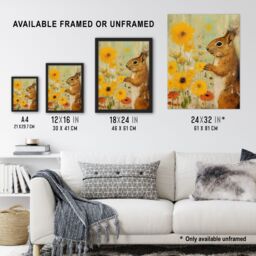 Artery8 Squirrel In The Marigolds Stop To Smell The Flowers Oil Painting Orange & Yellow Art Print Framed Poster Wall Decor in Black - Size: A4 - thumbnail 3