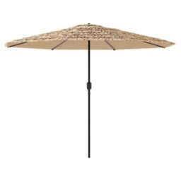 Berkfield Home Garden Parasol with Steel Pole Brown 388x388x248 cm - Size: 388 x 388 x 248 cm - thumbnail 5