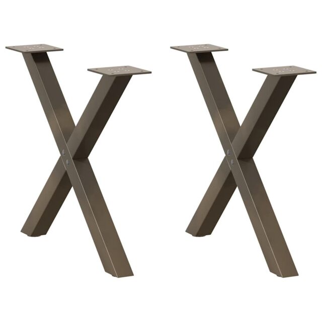 Berkfield Home Coffee Table Legs X-Shaped 2 pcs Natural Steel 60x(42-43) cm Steel in Brown - image 1