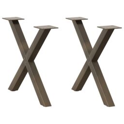 Berkfield Home Coffee Table Legs X-Shaped 2 pcs Natural Steel 60x(42-43) cm Steel in Brown - thumbnail 1