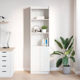 Berkfield Home Highboard White 50x35x180 cm Engineered Wood - Size: 50 x 35 x 180 cm - thumbnail 3