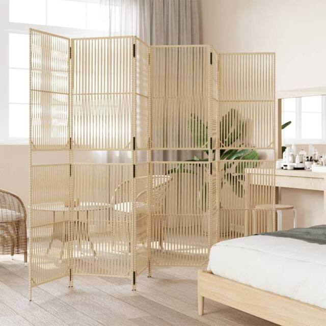 Berkfield Home Room Divider 6 Panels Beige Poly Rattan - image 1