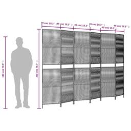 Berkfield Home Room Divider 6 Panels Beige Poly Rattan - thumbnail 9