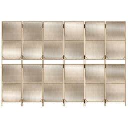 Berkfield Home Room Divider 6 Panels Beige Poly Rattan - thumbnail 5