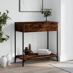 Berkfield Home Decorative Console Table Smoked Oak 75x34.5x75 cm Engineered Wood in Brown - thumbnail 2