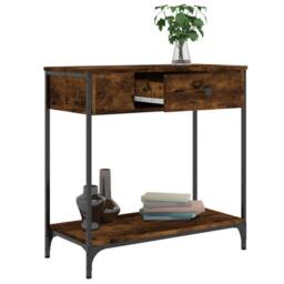 Berkfield Home Decorative Console Table Smoked Oak 75x34.5x75 cm Engineered Wood in Brown - thumbnail 4