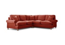 The Great Sofa Company Ezra Large Textured Velvet Corner Sofa - Scroll Arm in Terracotta - thumbnail 2
