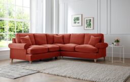 The Great Sofa Company Ezra Large Textured Velvet Corner Sofa - Scroll Arm in Terracotta - thumbnail 1