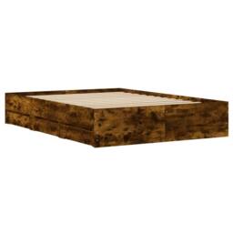 Berkfield Home Bed Frame w/Drawers Frame Smoked Oak 120x190 cm Small Double in Brown - thumbnail 8