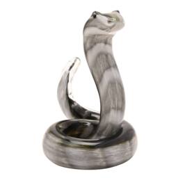 Objets d'Art Glass Figurine Snake in Grey - thumbnail 1