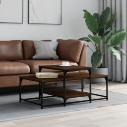 Berkfield Home Coffee Table Brown Oak 102x60x45 cm Engineered Wood - Size: 102 x 60 x 45 cm - thumbnail 1