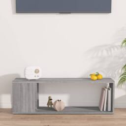 Berkfield Home TV Cabinet Grey Sonoma 100x24x32 cm Engineered Wood - Size: 100 x 24 x 32 cm - thumbnail 3