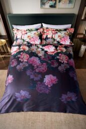 Ted Baker 'Painted Posy' Cotton Duvet Cover Set in Navy - Size: King - thumbnail 4