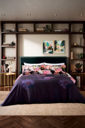 Ted Baker 'Painted Posy' Cotton Duvet Cover Set in Navy - Size: King - thumbnail 1
