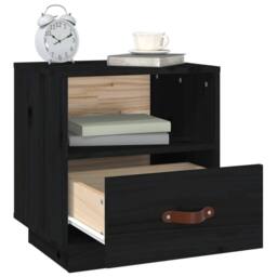 Berkfield Home Beautiful Bedside Cabinets 2 pcs Black 40x34x45 cm Solid Wood Pine - Size: 40 x 34 x 45 cm - thumbnail 5
