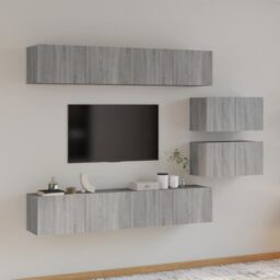 Berkfield Home 4 Piece TV Cabinet Set Grey Sonoma Engineered Wood - thumbnail 1