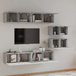Berkfield Home 4 Piece TV Cabinet Set Grey Sonoma Engineered Wood - thumbnail 6