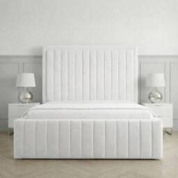 Living Comfort Bedz Sovereign Plush Velvet Upholstered Bed Slatted Base - 48Inch Headboard in White - Size: Double - thumbnail 2