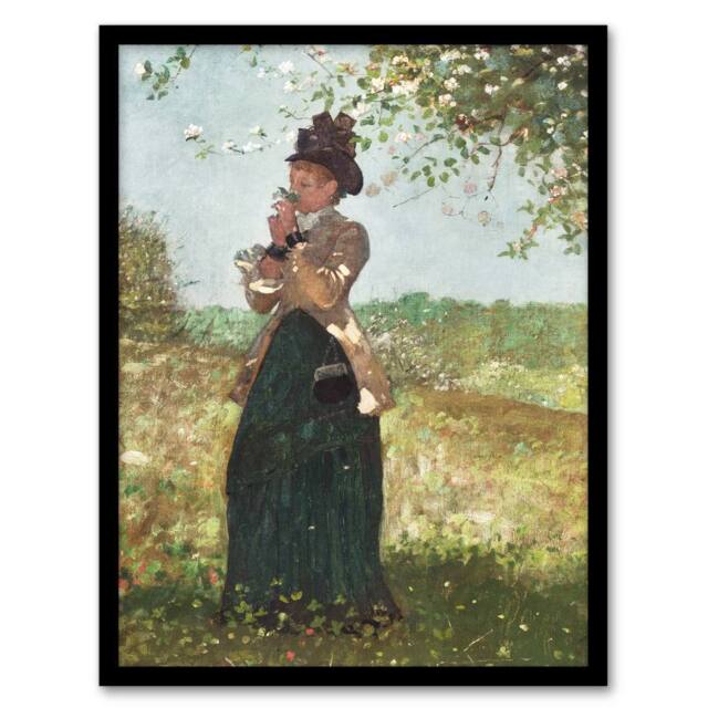 Artery8 Winslow Homer The Yellow Jacket Portrait Painting Framed Art Print in Green - Size: A4 - image 1