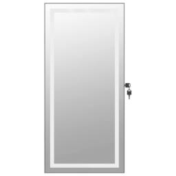Berkfield Home Mirror Jewellery Cabinet with LED Lights Wall Mounted Black - thumbnail 5
