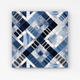 Warren Reed - Designer Checkered Square Black & Blue Canvas - Size: w10 inch x h10 inch - thumbnail 1