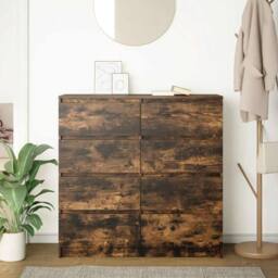 Berkfield Home Sideboard Smoked Oak 100x35x99 cm Engineered Wood in Brown - Size: 100 x 35 x 99 cm - thumbnail 1