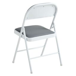 MCC Direct Set of 4 Folding Dining Chairs Metal Frame Padded Seats in Grey - thumbnail 4