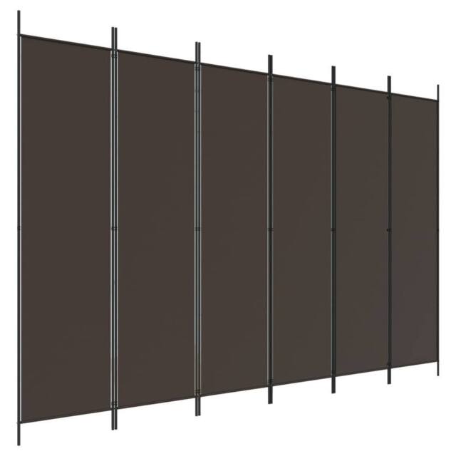 Berkfield Home 6-Panel Room Divider Brown 300x200 cm Fabric - image 1