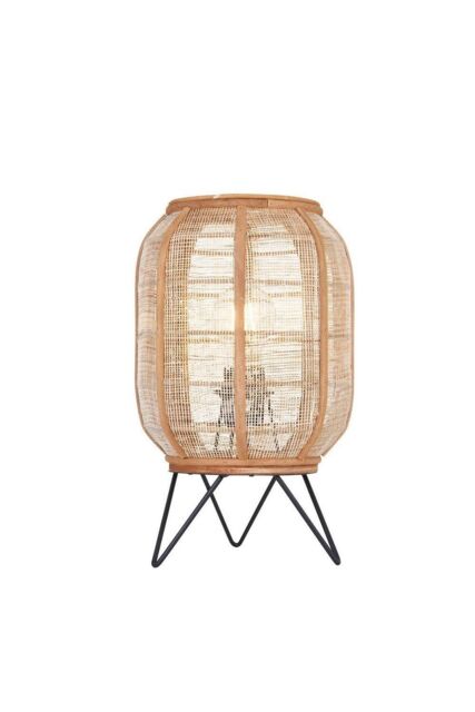 Netlighting Zaire Complete Table Lamp Natural Linen Natural Bamboo Matt Black in Brown - image 1