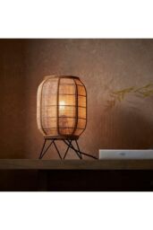 Netlighting Zaire Complete Table Lamp Natural Linen Natural Bamboo Matt Black in Brown - thumbnail 5
