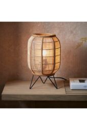 Netlighting Zaire Complete Table Lamp Natural Linen Natural Bamboo Matt Black in Brown - thumbnail 2