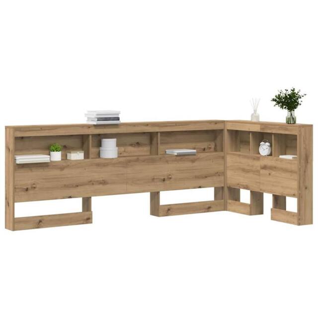 Berkfield Home Storage Headboard with Shelf Artisan oak 90 cm Engineered wood in Brown - image 1