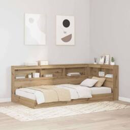 Berkfield Home Storage Headboard with Shelf Artisan oak 90 cm Engineered wood in Brown - thumbnail 2