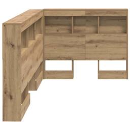 Berkfield Home Storage Headboard with Shelf Artisan oak 90 cm Engineered wood in Brown - thumbnail 7
