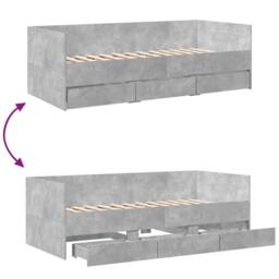 Berkfield Home Versatile Daybed with Drawers without Mattress Concrete Grey 90x1 - thumbnail 8