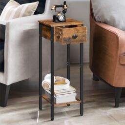 Rafaelo Mobilia Set of 2 Slim Side Tables in Brown - thumbnail 2