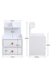 Living and Home Wooden 2-Drawers Bedside Table Nightstand with a Shelf in White - thumbnail 6