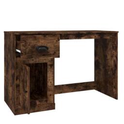 Berkfield Home Elegant Desk with Drawer Smoked Oak 115x50x75 cm Engineered Wood in Brown - Size: 115 x 50 x 75 cm - thumbnail 8