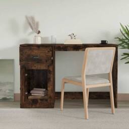 Berkfield Home Elegant Desk with Drawer Smoked Oak 115x50x75 cm Engineered Wood in Brown - Size: 115 x 50 x 75 cm